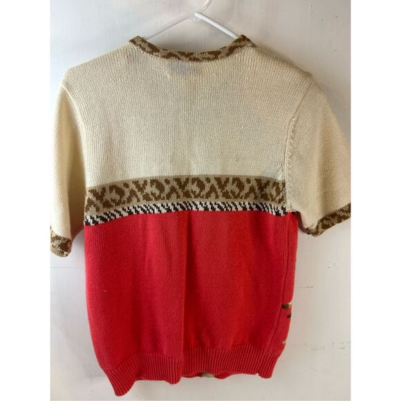 Susan Bristol Pink Animal Print sweater small button Cardigan rn#43189 Hong Kong - Picture 6 of 9